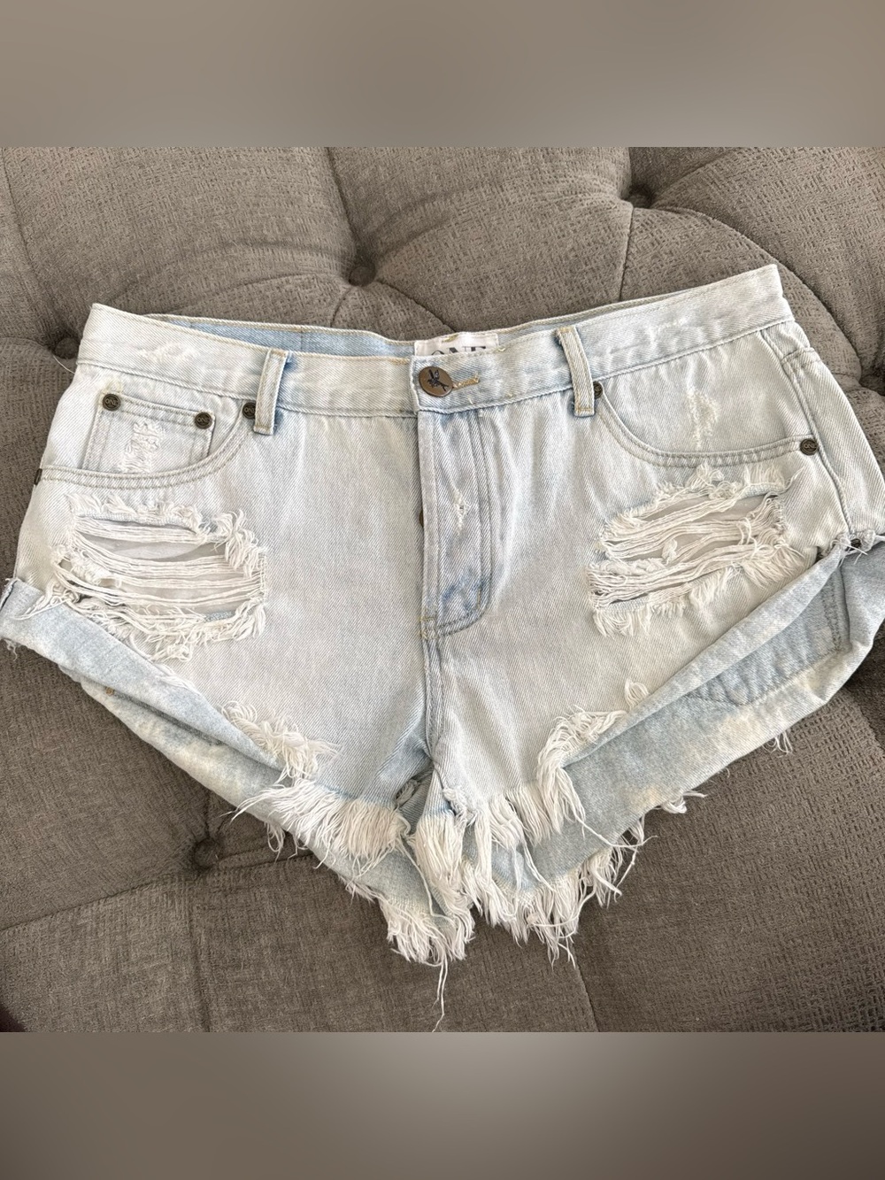 Light Wash Distressed Denim Jean Shorts - Women's